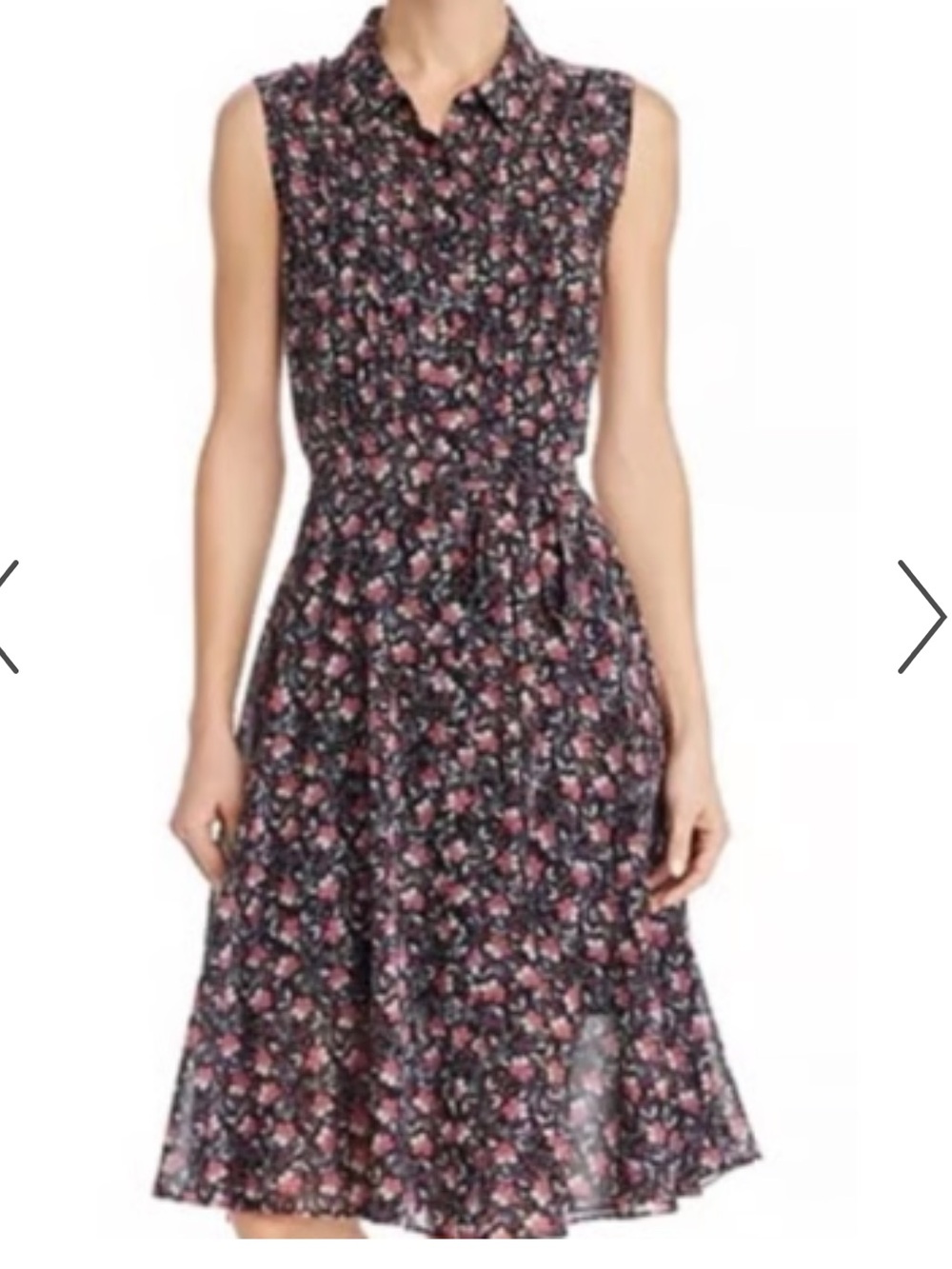 *Nanette Lepore Black Floral Pleated Size 8 Sleeveless Fairygoth Midi Dress